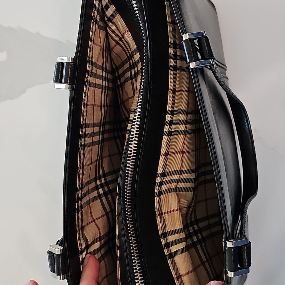 Burberry Leather Tote Bag Authentic – Classic Nova Check Side Panels & Interior - Picture 6 of 12